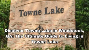 Brick sign for Towne Lake. Explore Towne Lake in Woodstock, GA, a premier community with upscale neighborhoods, top-rated schools, and abundant amenities