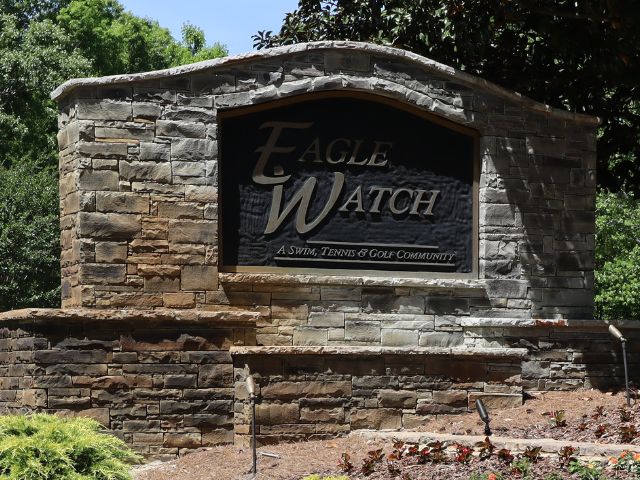 Eagle Watch monument sign at the neighborhood entrance