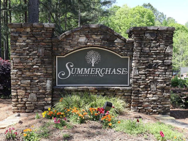 Homes for Sale in Summerchase Woodstock GA - monument sign at entrance to Summerchase neighborhood